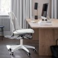 thumbnail image 3 of Modern Transparent Backrest Swivel Chair - Height Adjustable, PU Cushion, Smooth-Rolling casters for Secure Mobility. Minimalist Design Suitable for Computer desks and Office use, 3 of 9