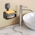 thumbnail image 6 of Btomtd Suction Cup Soap Dish with Double Layer Drain Rack, Wall Mounted No Drill Soap Holder for Shower and Bathroom, Leakproof Soap Case Organizer, Gray, 6 of 6