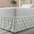 thumbnail image 1 of Island Bed Skirt, Jungle Wildlife Pattern Pink Flamingos Hummingbirds Toucans and Green Palm Leaves, Elastic Bedskirt Dust Ruffle Wrap Around for Bedding Decor, 4 Sizes, Multicolor, by Ambesonne, 1 of 2
