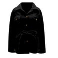 thumbnail image 7 of Womens Trench Coats Lapel Button Down Peacoat with Belted Woolen Jackets Black XXXL, 7 of 7