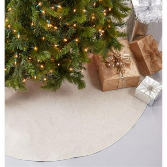 Saro Lifestyle XM731.S72R 72 in. Round Toscana Tree Skirt with Silver Piping, Silver