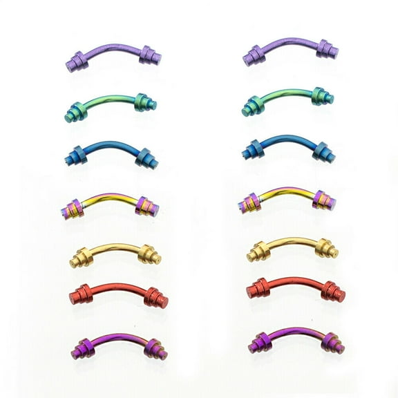 Eyebrow or Cartilage Jewelry Pack of 14 Included 7 Anodized Colors 16g