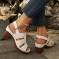 thumbnail image 4 of Eltusu Women Heeled Sandals, Open Toe No Slip Low Heels Ankle Strap Dress Sandals Shoes White Size 8.5, 4 of 8