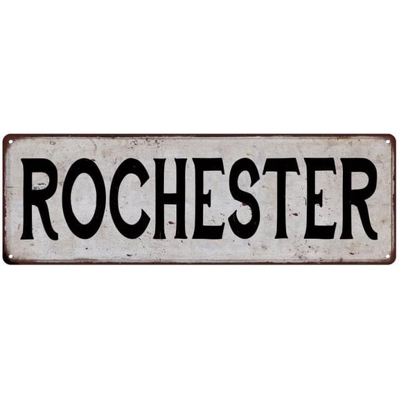 ROCHESTER Vintage Look Rustic Metal 6x18 Sign City State 206180041248