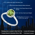 thumbnail image 2 of Gem Stone King 10K White Gold Green Peridot and Diamond Halo Engagement Ring for Women (1.33 Cttw, Gemstone Birthstone), 2 of 6
