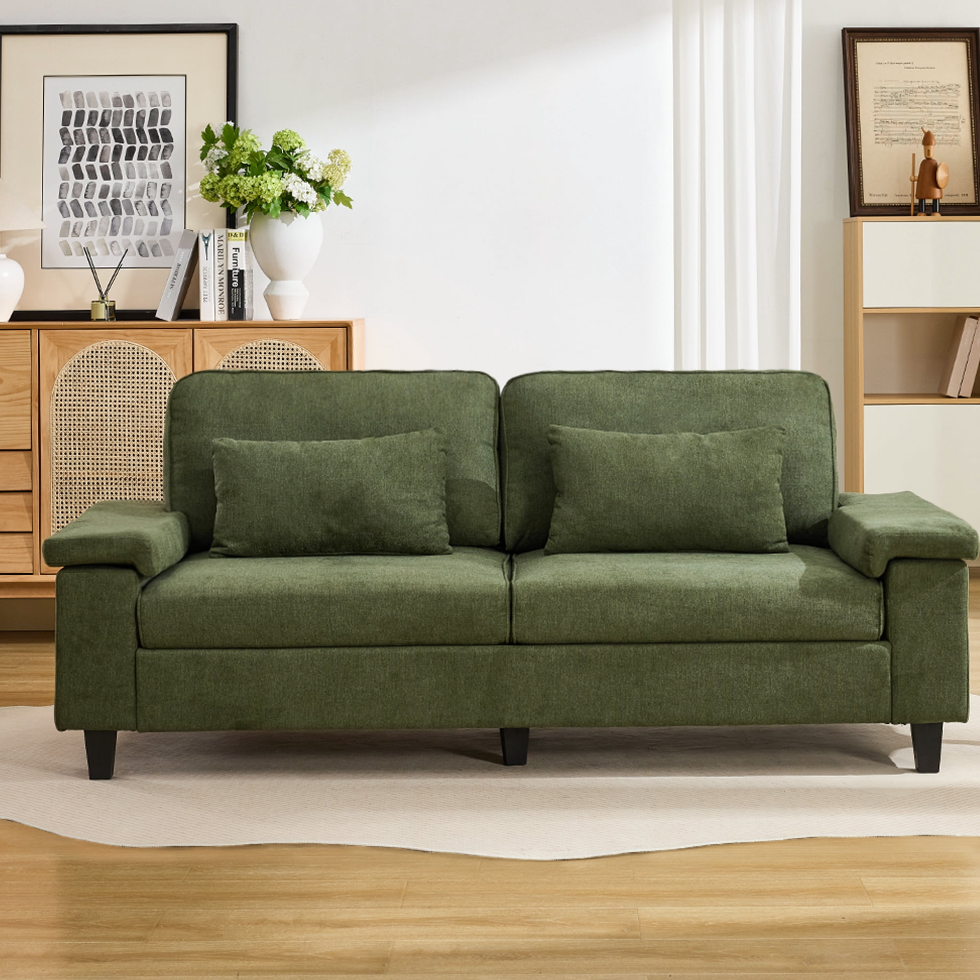 79" Modern Deep Seat Sofa for Living Room with Adjustable Armrests & USB/Type-C Charging Ports ,3-Seater Loveseat for Apartment, Home Office
