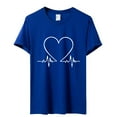 thumbnail image 4 of Pxiakgy Women Cute Heart Graphic Crewneck Short Sleeve Regular Fit Casual Tee T-Shirts Tshirt Tops Love Printed Shirt Short Sleeve Round Neck T Shirt Top Lightweight Soft Clothing Clothes Blue 3Xl, 4 of 4