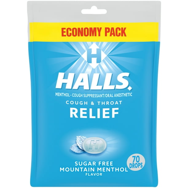 HALLS Relief Mountain Menthol Sugar Free Cough Drops, Economy Pack, 70