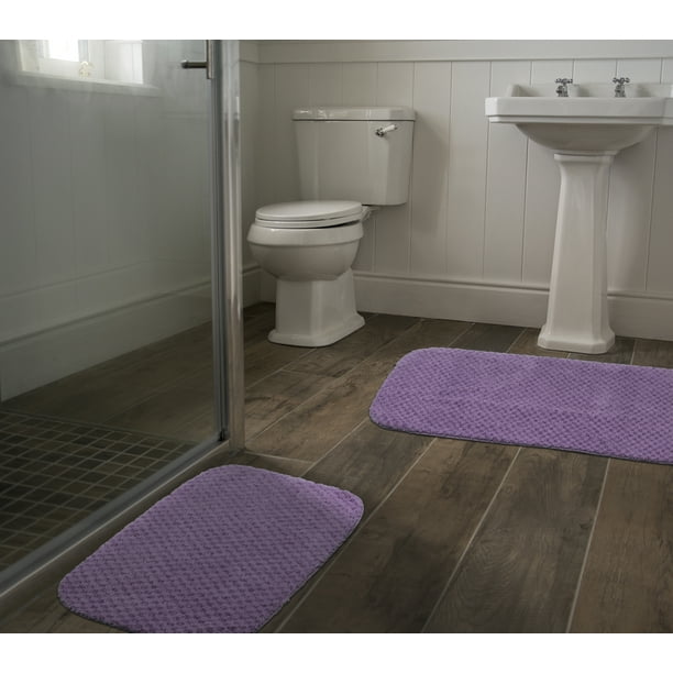 Garland 2 Piece Washable Nylon Bathroom Rug Set, Purple
