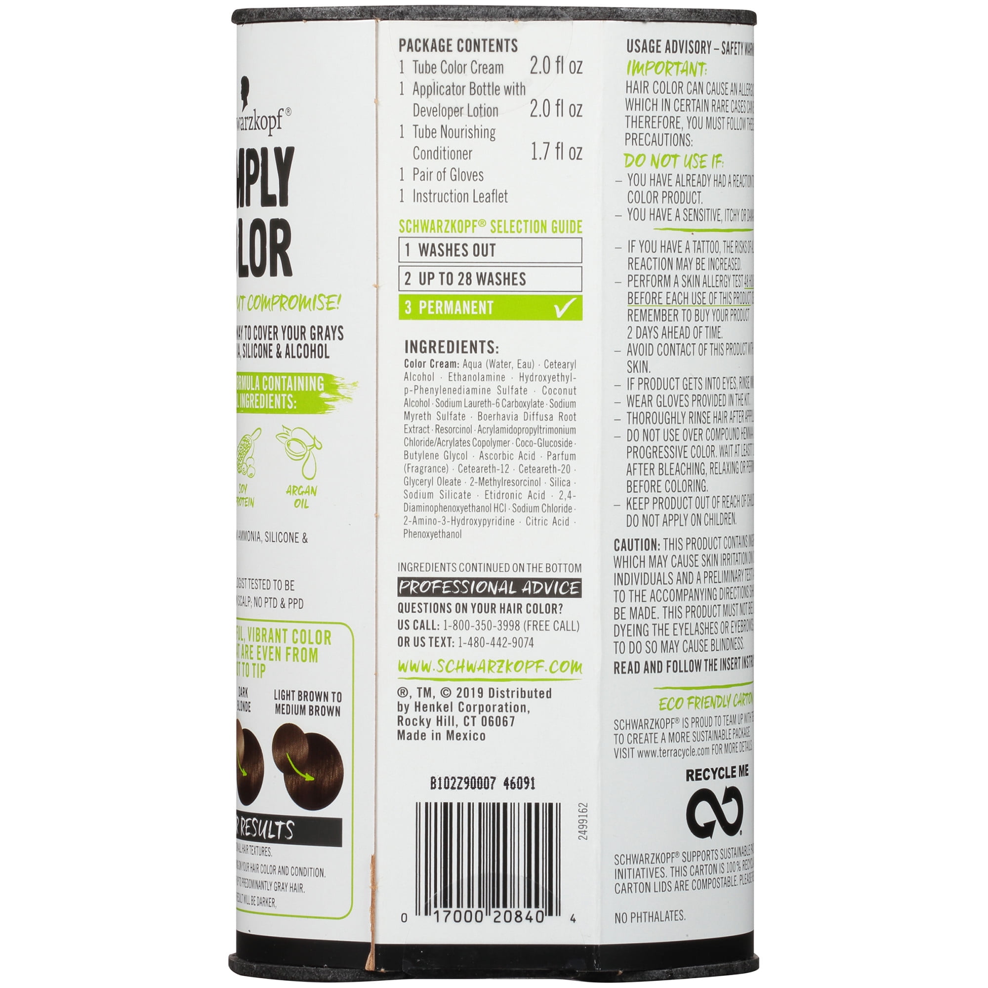 Schwarzkopf Simply Color Healthy-Looking Permanent Hair Color, Medium Brown 5.0