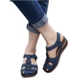 thumbnail image 6 of Sandals Women Dressy Summer Closed Toe Wedge Platform Sandals Vintage Casual Hollow Out Orthopedic Shoes Comfy Bohemia Gladiator Ladies Shoes, 41, 6 of 7