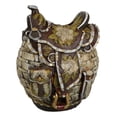 thumbnail image 5 of Rustic Western Brown Cowboy Horse Saddle Floral Wicker Design Coin Piggy Bank, 5 of 9
