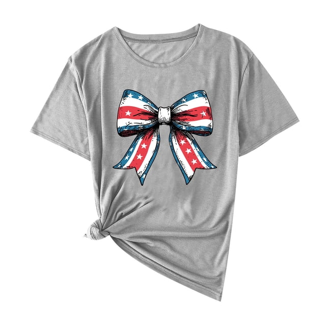 Camisas de Manga Corta para las Mujeres Moda Casual Impresión Cuello Redondo Suéter Tee Blusas