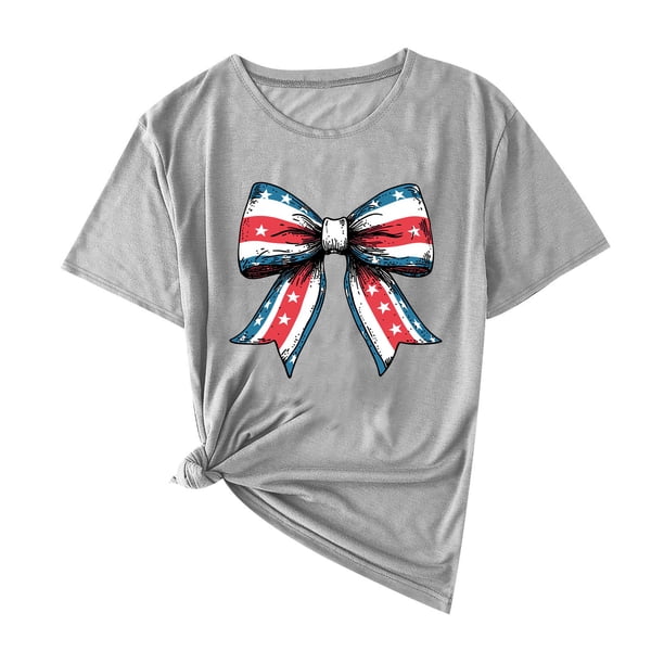 Camisas de Manga Corta para las Mujeres Moda Casual Impresión Cuello Redondo Suéter Tee Blusas