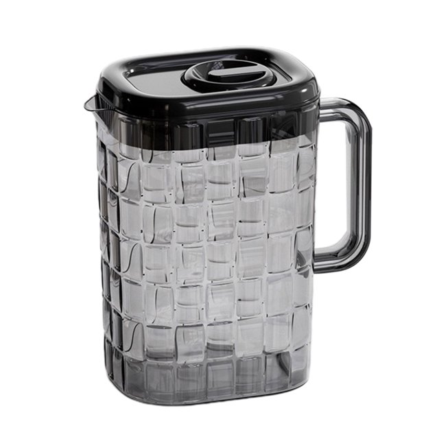 WRKEKC Clearance 2000ml Transparent Beverage Pitcher with Ribbed Handle | Leak-Proof ABS Plastic Water Jug for Bar, Kitchen, Parties | Dishwasher Safe