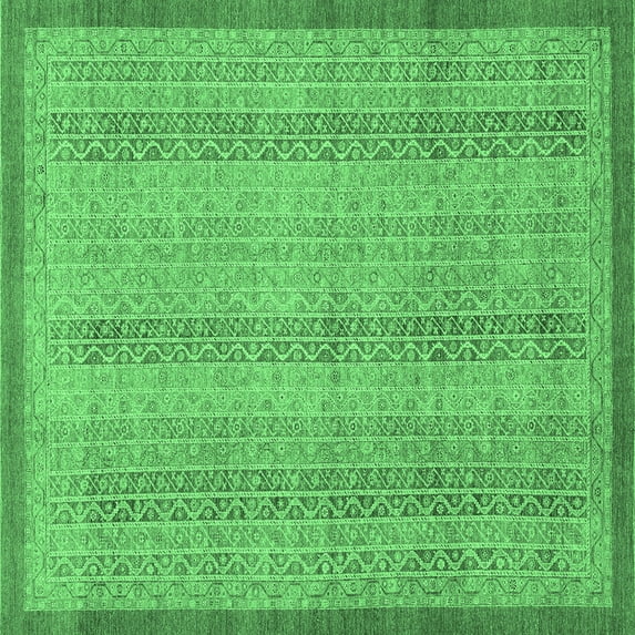Ahgly Company Indoor Square Abstract Emerald Green Modern Area Rugs, 4' Square