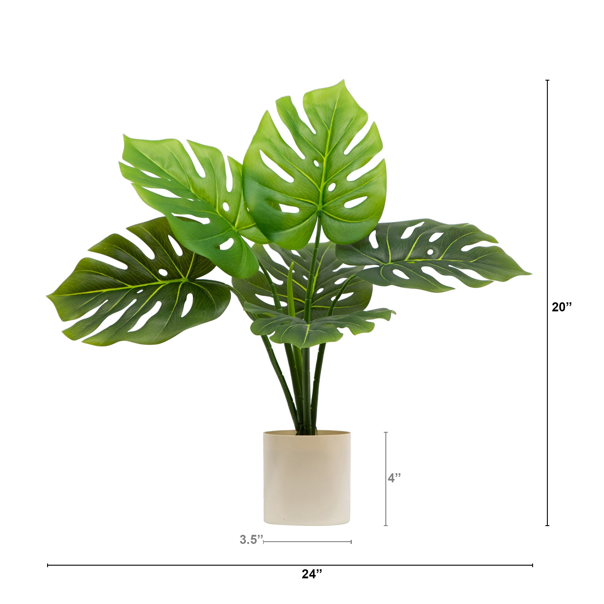 Mainstays 20"H Artificial Indoor Monstera Plant in Plastic Vanilla Plant Container