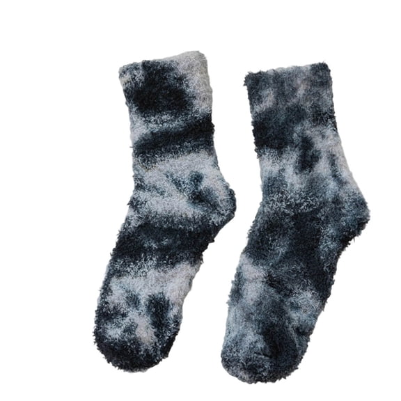 Yangnuo All Day Comfortable Warm Fleece Tie-Dye Mid Socks Hairy Socks For Women In Winter Thick And Warm Mid Tube Socks Cute Australian Fleece Floor Socks