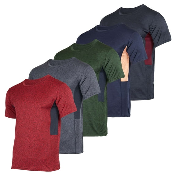 Real Essentials 5 Pack: Youth Dry-Fit Wicking Active Athletic Performance Short Sleeve T-Shirt Boys & Girls Shirts