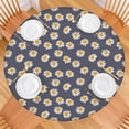 thumbnail image 2 of Gray Daisy Flower Pattern Round Fitted Tablecloth with Elastic Edge,Dining Table Cover Waterproof,Outdoor Round Tablecloth for Camping,Dining,Indoor and Outdoor, 2 of 7