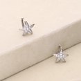 thumbnail image 4 of BERRICLE Sterling Silver Starfish Cubic Zirconia CZ Small Fashion Hoop Huggie Earrings for Women, Rhodium Plated 0.5 inch, 4 of 6