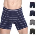 thumbnail image 4 of Lovskoo Men's 2024 Underwear Boxer Briefs Striped Side Opening Boxer Shorts Briefs Pants Large Underwear Gray M, 4 of 4