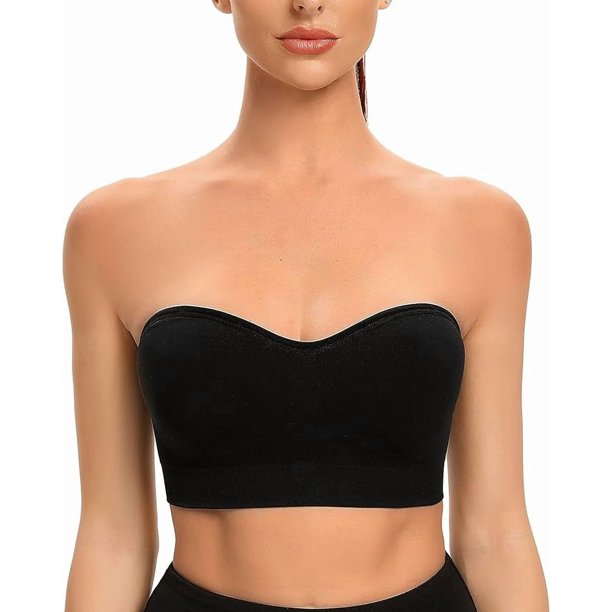 Sujetador bandeau sin tirantes y sin aros para mujer, sujetador tipo bralette con relleno, sujetador de tubo sin costuras con tirantes transparentes