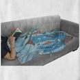 thumbnail image 6 of Mermaid Soft Flannel Fleece Throw Blanket, Art of Little Girl Under the Sea in Corals Castle and Little Fish Print, Cozy Plush for Indoor and Outdoor Use, 50" x 60", Teal Orange, by Ambesonne, 6 of 6