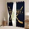 thumbnail image 3 of jejeloiu Hockey Sport Games Black Out Curtains,Hockey Stick Curtains Pack of 2 (42x63 Each),Gold Black Bedroom Curtains For Teens,Luxury Bedroom Decor, 3 of 6