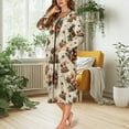 thumbnail image 2 of FOR U DESIGNS Highland Cattle Holly Pattern Womens Nightgown Soft Womens Embroidered Housecoat Lightweight Zipper Dusters Robe Long Sleeve Sleep Dress Christmas Decor with Pockets, XL, 2 of 8
