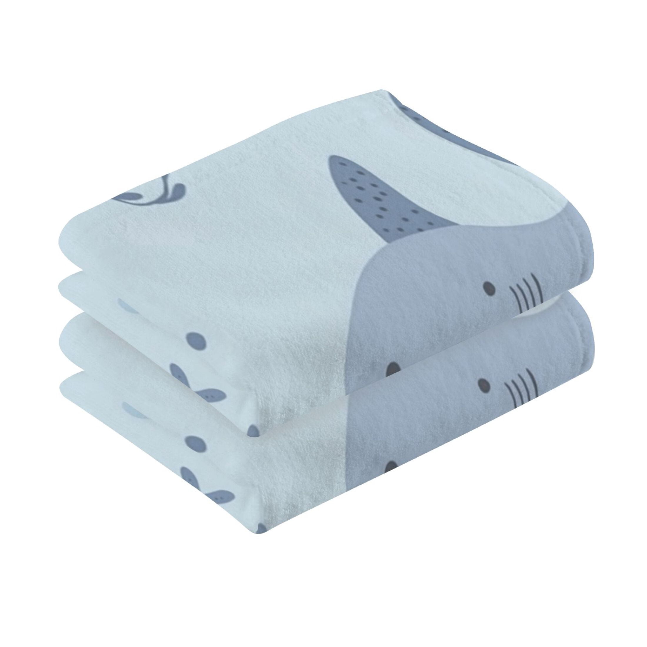 Cotton Towel Two-Piece 16x28 Inch One Sizex2 Face Towel Set Towel Set Cotton Hand Bath Towel Bathroom Beach Super Cute Little Shark