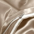 thumbnail image 4 of Vogue Linen Pure Mulberry Silk Duvet Cover - 22 Momme 6A Graded Silk - 1 Piece Duvet Cover California King 104" x 94", Taupe, 4 of 4