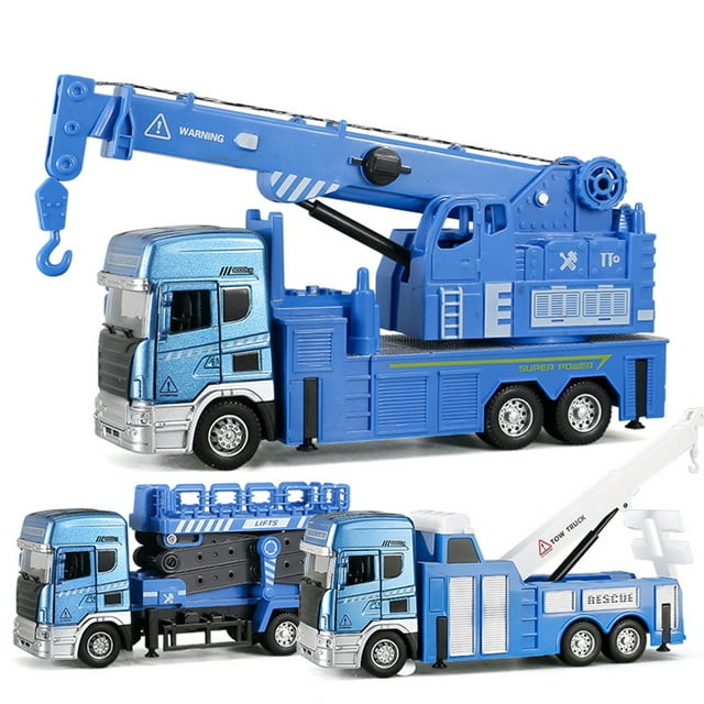 Happy Date Construction Vehicles Truck Toys, Engineering Truck Die Cast Alloy Truck Head, Tractor Trailer Excavator Dump Loader Cement Forklift Sandbox Gift