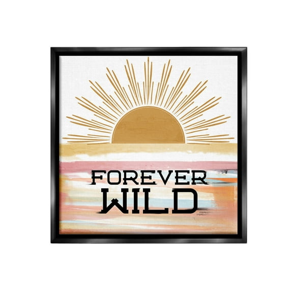 Stupell Industries Forever Wild Sun Rays Landscape Painting Black Floater Framed Canvas Art Print Wall Art, 18 x 18