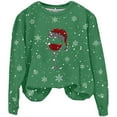 thumbnail image 4 of Chandail Décontracté Sans Capuche pour Femme, Automne Hiver, Flocon de Neige de Noël, Verre Rouge Imprimé, Col Rond, Manches Longues, 4 of 4