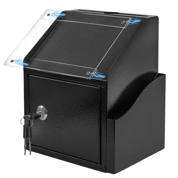 Caja de Sugerencias Smohtmeny con Ranura y Cerradura, Metal (Negro)