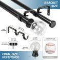 thumbnail image 3 of Urbanest Crackle Glass Flat Button 1" 3/4" Double Drapery Curtain Window Rod Set - 28" to 48", Black, 3 of 6