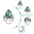 thumbnail image 3 of Women's Statement 925 Sterling Silver Ring Pear Shape Turquoise Jewelry Boho Vintage Handmade Ring, 3 of 5