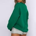 thumbnail image 6 of ADSSDQ Women's Oversized Crewneck Sweatshirts Pleated Pullover Casual Long Sleeve Sweaters Tops Teen Girls Preppy Clothes Dark Green M, 6 of 6