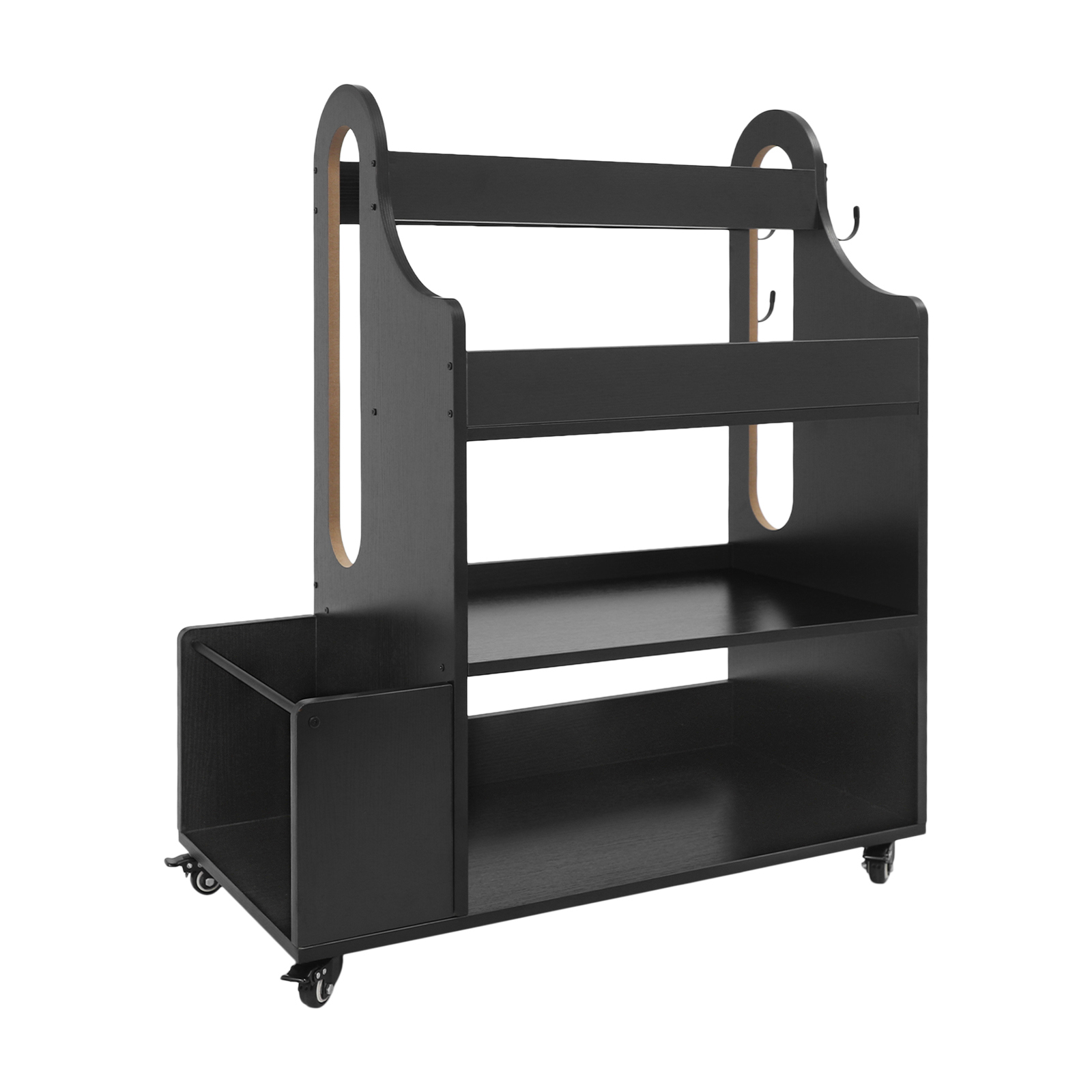 ToppiJoy Weight Rack for Dumbbells, Home Gym Storage Rack Yoga Mat Holder with Wheels and 4 Hooks, Workout Storage Weight Plate Stand, Each Tier Hold up 50lbs for Kettlebells, Foam Roller