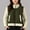 Green, variant on Quilted Fleece Lined Casual Jacket for Women 2025 Winter Long Sleeve Stand Collared Zip Up Cropped Coat Outerwear