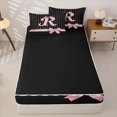 thumbnail image 4 of Manfei Pink Princess Bow Knot Zipper Full Size Comforter Sets with Fitted Sheet and 2 Pillowcases,Cute Polka Dot Letter R Zipper Bedding Set,Black Reversible,4-Piece, 4 of 7