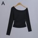 thumbnail image 1 of WAITLOVER Camiseta básica para mujer, hombro inclinado, base de terciopelo fina elástica, novedad de 2024, 1 of 7
