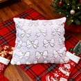 thumbnail image 5 of Eoozwa 1 Packs Bowknot Pillow Cover Christmas Decor Polyester Plush Cushion Case for Sofa Bed Living Room Holiday Home Accent Throw Pillow Cover 44x44cm, 5 of 6
