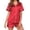Red, variant on Ekouaer Satin Pajamas for Women Button Down Sleepwear Soft Silk Loungewear Short Sleeve Top and Shorts Pjs