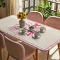 thumbnail image 3 of Valentine's Day Table Cloths for 6 Foot Rectangle Tables, Pink Bows Romantic Love Heart Vintage Plaid Patio Waterproof Elastic Fitted Tablecloths, Washable Rectangular Table Cover for Camping, 3 of 8