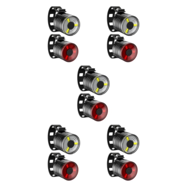 relayinert Headlight Bike Head Light Front Rear Lamps Warning Lamp Red White 27.5x26mm 5Set