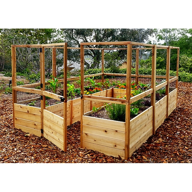 Outdoor Living Today 8 X 16 Raised Cedar Garden Bed With Deer Fencing Kit Walmart Com Walmart Com
