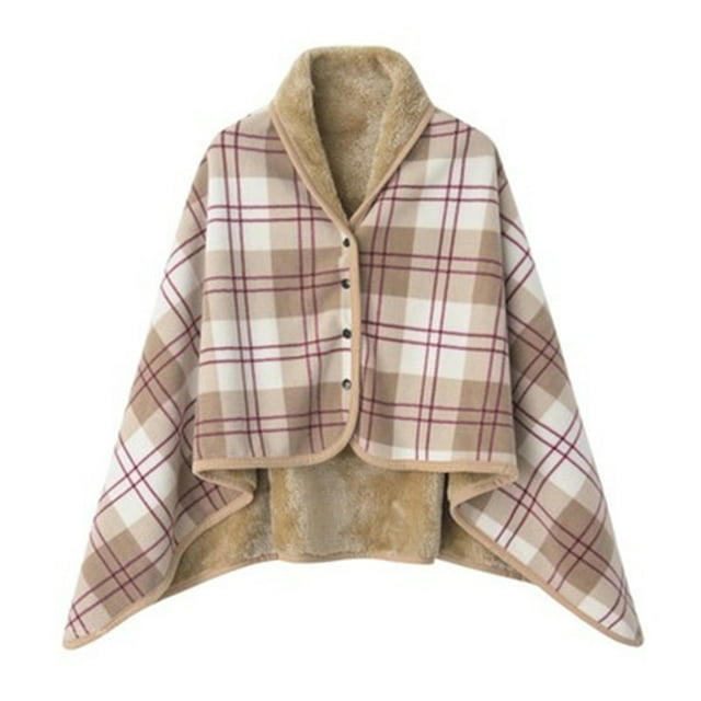 Qarigey Manta de franela portátil, multifuncional y elegante, chaqueta tipo chal, manta cálida Accesorios de disfraces Marrón 100*140cm