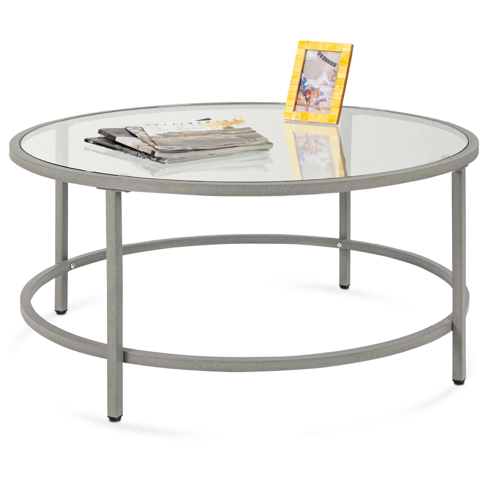 Best Choice Products 36in Round Tempered Glass Coffee Table for Home